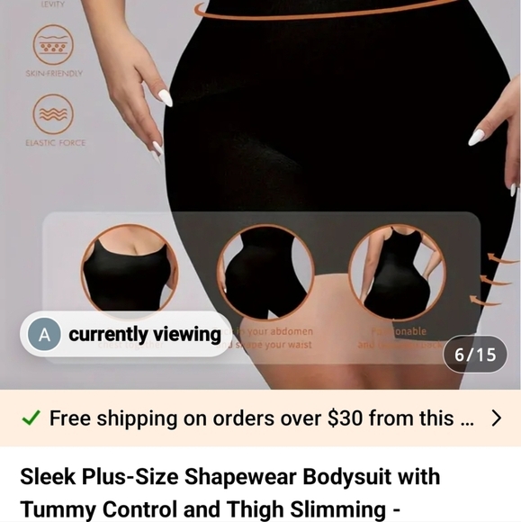 NEW SLEEK PLUS SIZE SHAPER AND FULL BODY CONTROL W/ TUMMY CONTROL PLUS SIZE: 1XL - Picture 6 of 12